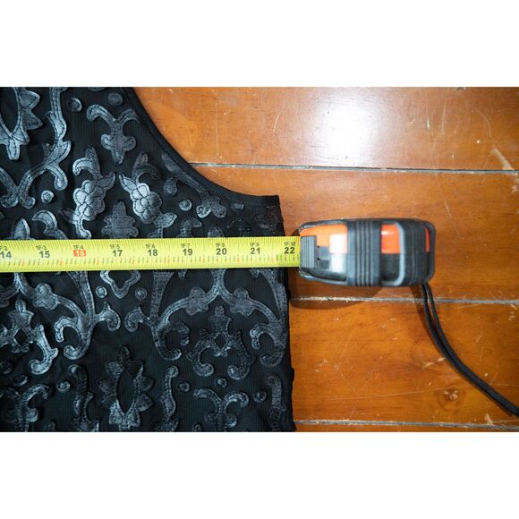 Analili "Leather" Laser Cut Out Detailed Edgy Black Tank Top Blouse L - Picture 11 of 12